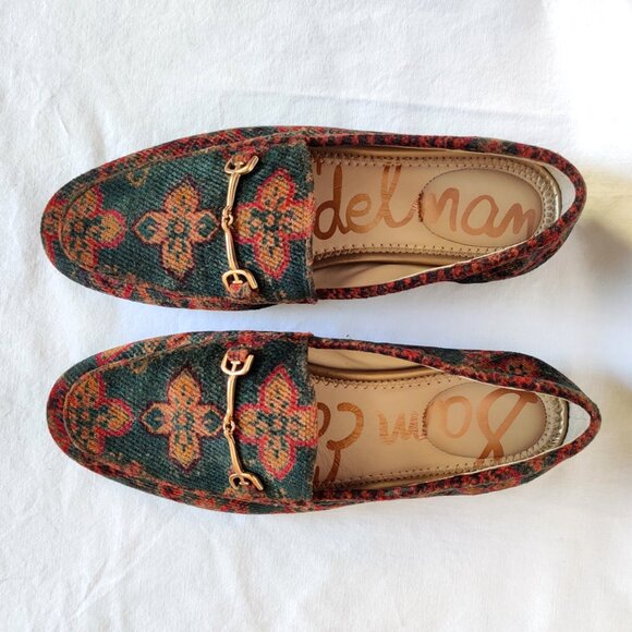 Sam Edelman Loraine Bit Loafer in Floral Tapestry Blue Red Gold 5.5 36.5 EUC - Picture 3 of 8